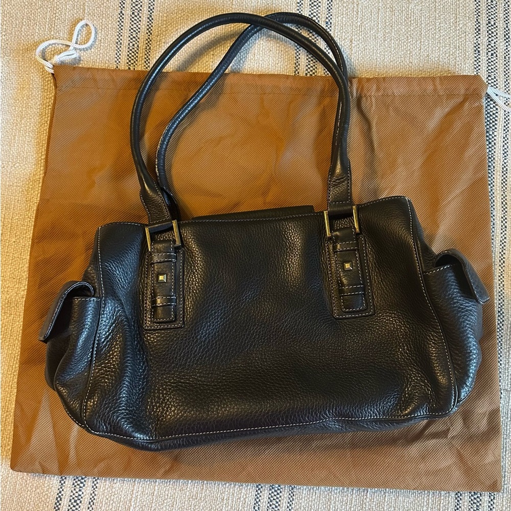 Ellen Tracy Black Leather Handbag